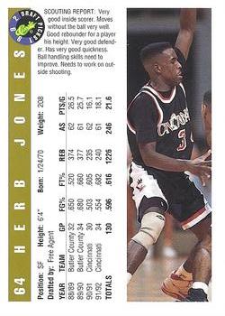 1992 Classic Draft Picks - Gold #64 Herb Jones Back