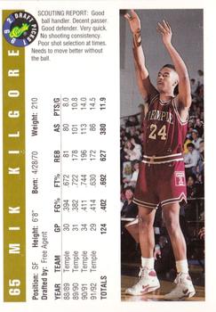 1992 Classic Draft Picks - Gold #65 Mik Kilgore Back