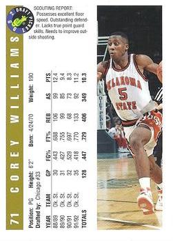 1992 Classic Draft Picks - Gold #71 Corey Williams Back