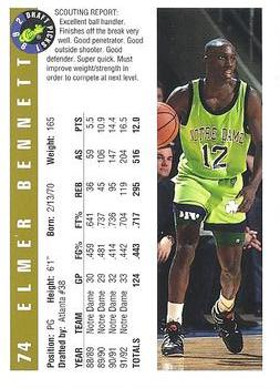 1992 Classic Draft Picks - Gold #74 Elmer Bennett Back