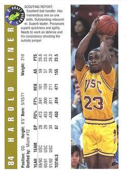 1992 Classic Draft Picks - Gold #84 Harold Miner Back