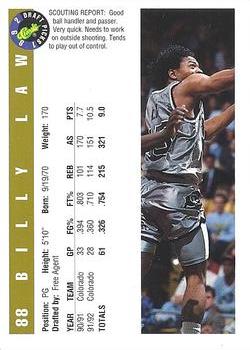 1992 Classic Draft Picks - Gold #88 Billy Law Back