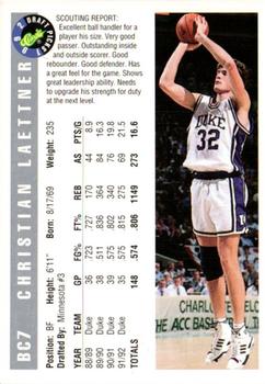 1992 Classic Draft Picks - Magicians #BC7 Christian Laettner Back