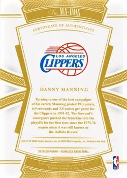 2019-20 Panini Flawless - Momentous Autographs Gold #MA-DMG Danny Manning Back