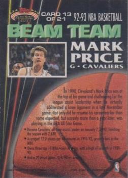 1992-93 Stadium Club - Beam Team Members Only #13 Mark Price Back