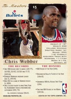 1996-97 Stadium Club - Topps Gallery Player's Private Issue #15 Chris Webber Back