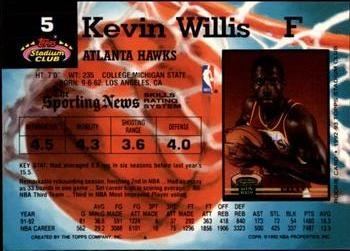 1992-93 Stadium Club - Members Only #5 Kevin Willis Back