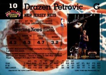 1992-93 Stadium Club - Members Only #10 Drazen Petrovic Back