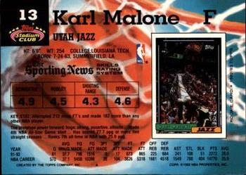 1992-93 Stadium Club - Members Only #13 Karl Malone Back