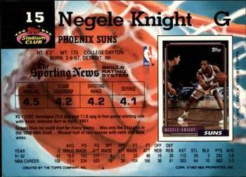 1992-93 Stadium Club - Members Only #15 Negele Knight Back