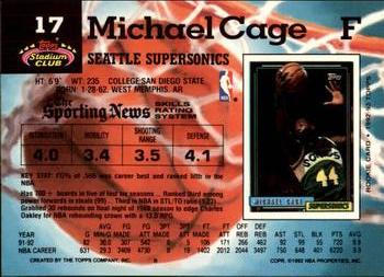 1992-93 Stadium Club - Members Only #17 Michael Cage Back