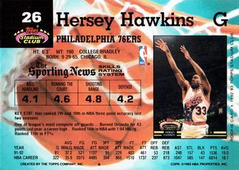 1992-93 Stadium Club - Members Only #26 Hersey Hawkins Back