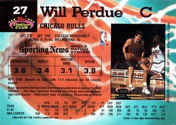 1992-93 Stadium Club - Members Only #27 Will Perdue Back