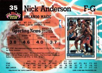 1992-93 Stadium Club - Members Only #35 Nick Anderson Back
