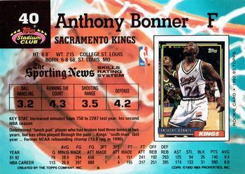 1992-93 Stadium Club - Members Only #40 Anthony Bonner Back