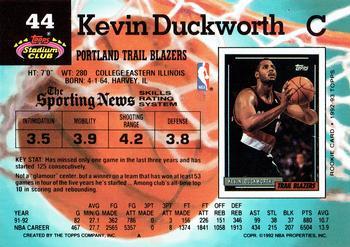 1992-93 Stadium Club - Members Only #44 Kevin Duckworth Back