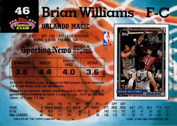1992-93 Stadium Club - Members Only #46 Brian Williams Back