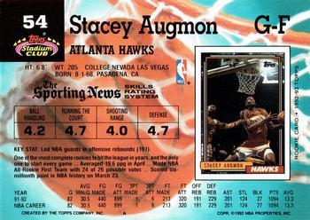 1992-93 Stadium Club - Members Only #54 Stacey Augmon Back