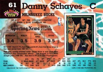 1992-93 Stadium Club - Members Only #61 Danny Schayes Back