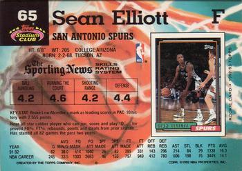1992-93 Stadium Club - Members Only #65 Sean Elliott Back