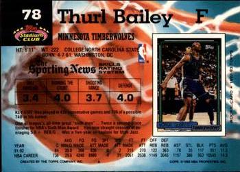 1992-93 Stadium Club - Members Only #78 Thurl Bailey Back