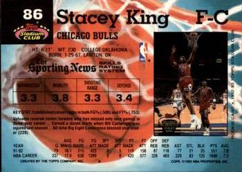 1992-93 Stadium Club - Members Only #86 Stacey King Back