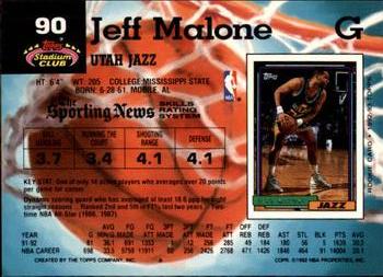 1992-93 Stadium Club - Members Only #90 Jeff Malone Back