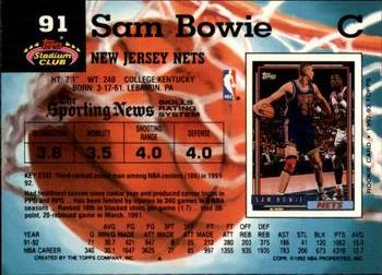 1992-93 Stadium Club - Members Only #91 Sam Bowie Back
