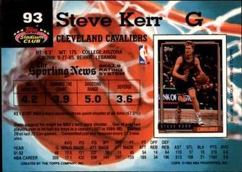 1992-93 Stadium Club - Members Only #93 Steve Kerr Back