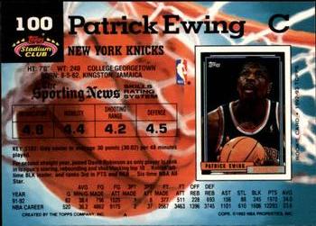 1992-93 Stadium Club - Members Only #100 Patrick Ewing Back