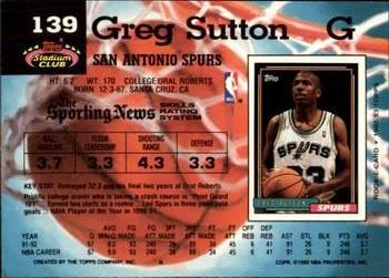 1992-93 Stadium Club - Members Only #139 Greg Sutton Back