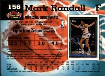 1992-93 Stadium Club - Members Only #156 Mark Randall Back
