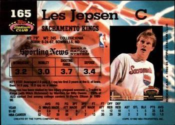1992-93 Stadium Club - Members Only #165 Les Jepsen Back