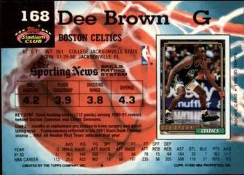 1992-93 Stadium Club - Members Only #168 Dee Brown Back