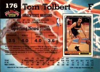 1992-93 Stadium Club - Members Only #176 Tom Tolbert Back