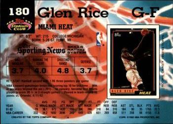 1992-93 Stadium Club - Members Only #180 Glen Rice Back