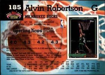 1992-93 Stadium Club - Members Only #185 Alvin Robertson Back