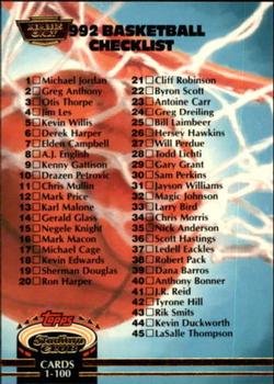 1992-93 Stadium Club - Members Only #189 Checklist: 1-100 Front