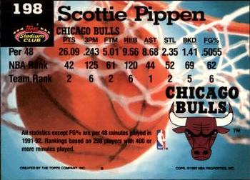1992-93 Stadium Club - Members Only #198 Scottie Pippen Back