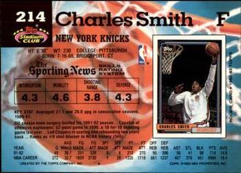 1992-93 Stadium Club - Members Only #214 Charles Smith Back