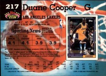 1992-93 Stadium Club - Members Only #217 Duane Cooper Back