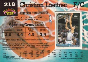 1992-93 Stadium Club - Members Only #218 Christian Laettner Back