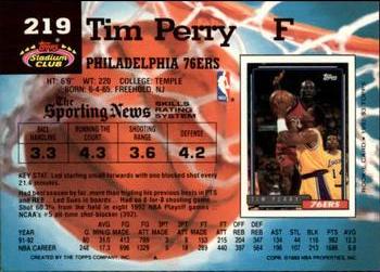 1992-93 Stadium Club - Members Only #219 Tim Perry Back