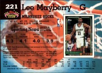 1992-93 Stadium Club - Members Only #221 Lee Mayberry Back