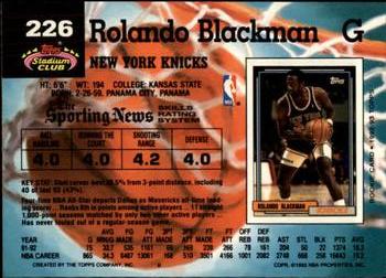 1992-93 Stadium Club - Members Only #226 Rolando Blackman Back