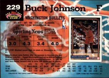 1992-93 Stadium Club - Members Only #229 Buck Johnson Back
