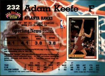 1992-93 Stadium Club - Members Only #232 Adam Keefe Back