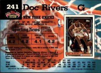 1992-93 Stadium Club - Members Only #241 Doc Rivers Back
