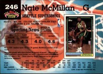 1992-93 Stadium Club - Members Only #246 Nate McMillan Back