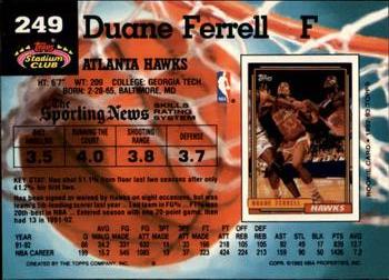 1992-93 Stadium Club - Members Only #249 Duane Ferrell Back